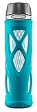 ZULU Atlas Glass Water Bottle with Silicone Sleeve, 20 oz, Teal