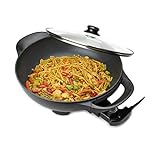 Brentwood Appliances SK-69BK 13-Inch Non-Stick Flat-Bottom Electric Wok Skillet with Vented Glass Lid Other Kitchen Appliances, Normal, Black