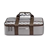 Rachael Ray Lasagna Lugger, Thermal Insulated Casserole Carrier for Hot or Cold Food, Lugger Tote for Pockluck, Parties, Picnic, and Cookouts, Fits 9' x 13' Baking Dish, Sea Salt Grey