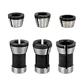 Saipe 6pcs High Precision Trimmer Collet Adapter 6mm 1/4' 8mm Router Bit Collet Chuck Clamping Adapter for Engraving Trimming Machine Electric Router Milling Cutter