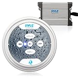 Waterproof Bluetooth Marine Amplifier Receiver - Weatherproof 2 Channel Wireless Amp for Stereo Speaker with 600 Watt Power, Wired RCA, AUX and MP3 Audio Input Cable - Pyle PLMRMBT5S (Silver)