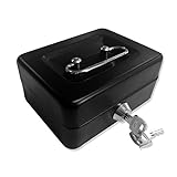 Jssmst Locking Small Steel Cash Box without Money Tray,Lock Box,Black Small