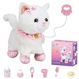 Bilinott Toy Cat for Kids, Touch and Voice Controlled Remote Control Cat with Leash, Lifelike Walking Cat Toy That Can Walk, Meow, and Wags Tail, Best Festive Gift for Boys and Girls Ages 3 4 5 6 7