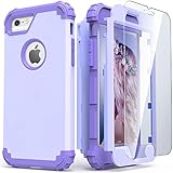 iPhone 6S Case, iPhone 6 Case with Tempered Glass Screen Protector, IDweel 3 in 1 Heavy Duty Rugged Shockproof Hybrid Hard PC Covers Soft Silicone Full Body Protective Case for Women Girls,Purple