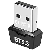 GAROGYI USB Bluetooth 5.3 Adapter for PC, Supports Windows 11/10/8.1/7,5.3+EDR Bluetooth Wireless Transmitter Receiver for Desktop, Laptop, Mouse, Keyboard, Printers, Headsets (Mini BT5.3)
