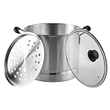 IMUSA USA Aluminum Steamer with Glass Lid Size 16-Quart, Silver