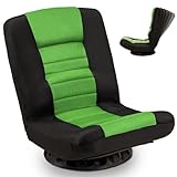 Buymoth Swivel Floor Gaming Chair, Folding Video Reclining Sofa w/6 Adjustable Position, Padded Backrest & Cushion, Lazy Lounger Couch for E-Sports, Reading, Relaxing, Watching TV, Green