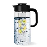 Borosilicate Glass Water Pitcher of Life with Stainless Steel Infuser, Stove Top for Alkaline Coffee/Tea, Herb/Fruit Infusions & Flower of Life to Energize Water