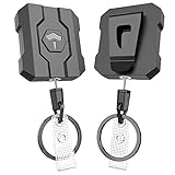 Retractable Keychain Badge Holder with Belt Clip, Heavy Duty Carabiner ID Badge Clip Reel, 32” Steel Retractable Cord, 10 oz Rebound，2 Pack Key Back