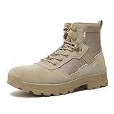 POLAR SOLDIER Men's Hiking Boots 6 Inches Lightweight Military Tactical Boots Breathable Tan Suede Combat Desert Boots Size 12
