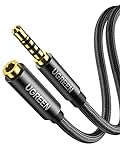 UGREEN Headphone Extension Cable 4 Pole TRRS 3.5mm Extension with Microphone Male to Female Stereo Audio Cable Gold Plated Nylon Braided Compatible with iPhone iPad Smartphones Media Players, 6FT