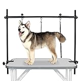 LEIBOU H-Shape Dog Grooming Arm Pet Supplies Grooming Table Arm with 3 Noose and Clamp Heavy Duty Aluminum Alloy Frame with 35.4” Adjustable Height and 36.2” ~ 50” Adjustable Width Dog Grooming Kit