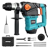LDHTHOPI 1-1/4 Inch SDS-Plus Hammer Drill, 13 Amp 1500W Rotary Hammer Drill with 6 Variable Speeds, 4 Function Heavy Duty Demolition Hammer for Concrete
