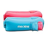 Nevlers 2 Pack Blue & Pink Inflatable Loungers Air Sofa Perfect for Beach Chair Camping Chairs or Portable Hammock and Includes Travel Bag Pouch and Pockets | Camping Accessories Blow up Lounger