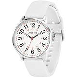 Asan Ge Nurse Watch for Nurse,Medical Professionals,Students,Doctors,Women Men - Waterproof Nursing Watch Military Time Luminouse Easy to Read Dial 24 Hour with Second Hand(White)
