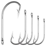 Fishing Hooks Saltwater J Hooks O'Shaughnessy Forged Hooks Extra Strong Stainless Steel Sea Bass Hooks Freshwater Saltwater Fish Hooks Size 1/0