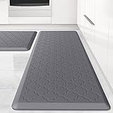 Kitchen Mat [2 PCS] Cushioned Anti-Fatigue Floor Mat, Waterproof Non-Skid Ergonomic Comfort Foam Rugs, Standing Mat for Kitchen, Floor,Office, Sink, Laundry(Grey)