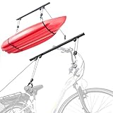 Bike Hoist Pro Ceiling Bike Rack by Delta Cycle - Pre-Assembled Bike Hangers for Garage Holds Up to 100 lbs - Auto-Locking Pulley - Fully Adjustable for Any Bicycle, Kayak Hoist, Or Canoe Hoist