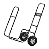 ROVSUN Firewood Cart Wood Hauler Fireplace Log Carrier Mover, Outdoor Indoor Wood w/Rolling Wheel Dolly Storage Holder