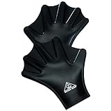 Water Gear Silicone Force Gloves - Aqua Fitness Gloves - Great for Workouts and Diving - Designed with Enhanced Grip (Black, Large)