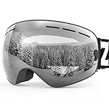 ZIONOR X Ski Snowboard Snow Goggles OTG Design for Men Women Adult with Spherical Detachable Lens UV Protection Anti-Fog (VLT 94% Black Frame Clear Lens)