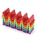 Taco Holder Stand Set of 6, Colorful Taco Holder Plate, Wave Shape Taco Tray, Taco Shell Holder Stand for Party, Hold 4 Tacos Each, Very Hard and Sturdy, Dishwasher Top Rack Safe