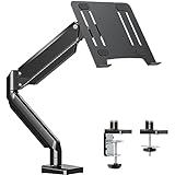 MOUNTUP Laptop Arm Mount for Desk Holds 3.3-17.6lbs, Single Laptop Computer Desk Mount for 13-17 Inch Notebook Fully Adjustable Laptop Tray Stand with Gas Spring Arm, with Clamp/Grommet Base MU4007