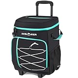 INSMEER Cooler with Wheels, Portable Rolling Cooler - 75 Cans/45L with Shoulder Strap, Insulated Coolers, Large Travel Cooler for Grocery Shopping