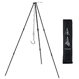 Camping Tripod Campfire Cooking Dutch Oven Tripod Mini Adjustable Grill Tripod Cooker Campfire Grill Stand Tripod Grilling Set Cooking Lantern Tripod Hanger with Storage Bag for Outdoor Activities