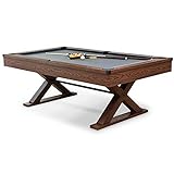 Classic Sport - 87' Dunhill Billiard Table, Mid-Size Indoor Pool Table with Green Felt Surface, Billiard Cues, Billiard Balls Set, and Accessories, Brown
