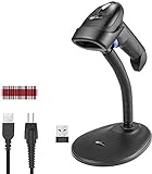 NetumScan Wireless Barcode Scanner with Stand, 2-in-1 Automatic USB Cordless 1D Barcode Reader Handheld CCD Bar Code Scanner with Stand for Store, Supermarket, Warehouse