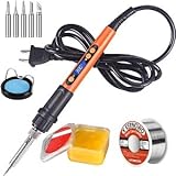 Soldering Iron Kit, 100W LCD Digital Soldering Gun, Portable Solder Iron with Adjustable Temperature Controlled and Fast Heating Ceramic Thermostatic Design, On/Off Switch, 9pcs Soldering Kit