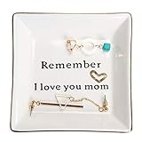 HOME SMILE Birthday Mother's Day Gifts for Mom,Mom Gift-Ceramic Ring Dish Jewelry Tray -Remember I Love You Mom-Valentines Day Christmas Gifts for Mom