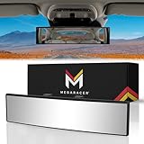 Mega Racer Car Rear View Mirror, Clear Convex, 11.8' 300mm Panoramic Rear View Mirror Accessories, Wide Angle Blindspot Mirror For Car, Rubber Clip On, Universal Rearview Mirror, Truck Accessories