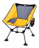 iClimb Ultralight Compact Camping Folding Beach Chair with Anti-Sinking Large Feet and Back Support Webbing (Yellow - Square Frame)