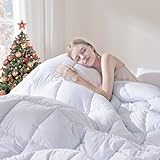 DOWNCOOL Comforters Queen Size, Duvet Insert, White All Season Duvet, Lightweight Quilt, Down Alternative Hotel Comforter with Corner Tabs (White, Queen 88x92 Inches)