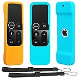Remote Sleeve Case Compatible with Apple TV 4K 4th Generation Remote Control, Pinowu Silicone Lightweight Shockproof Skin Case forTV 4K Siri Remote Control (2pcs:Orange and Turquoise)