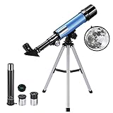 Merkmak Telescope for Kids & Beginners, Kids Telescope 50mm Aperture 360mm AZ, 90X Magnification Astronomical Refracting Telescope with Tripod for Kids to Explore The Moon and Star Blue