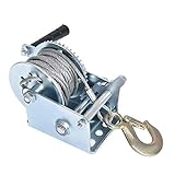 Heavy Duty Hand Winch 600Lbs Hand Crank Strap Gear with 8m Steel Wire Manual Operated Two-Way Ratchet ATV Boat Trailer Marine for Trailering or Loading Boats Personal Watercraft and Lawn Equipment