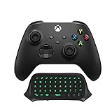 TiMOVO Green Backlight Keyboard for Xbox One/One S/One Elite/2/Xbox Series X/S, Mini Wireless Chatpad Message Game Keyboard Keypad with Audio Jack, 2.4G Receiver Included, Black