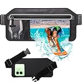 SJEhome Waterproof Phone Pouch,IPX8 Waterproof Phone Case with Adjustable Waist Strap,Compatible with iPhone Whole Series Galaxy Whole Series up to 7',Waist Bag for Beach, Boating,Swim,Black