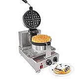 ALDKitchen Belgian Waffle Maker | Waffle Iron | 360° Rotating Mechanism | 1 Round-Shape Waffle | Nonstick | 110V (SINGLE)