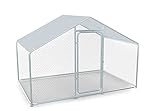 GOJOOASIS Large Chicken Coop for 15 Chickens Run Walk-in Metal Poultry Cage Outdoor Backyard Hen House with Roof Cover
