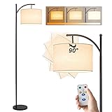 Battery Operated Cordless Floor Lamp with Remote Control For Bedroom, Dimmable Floor Lamp Modern Tall Standing Floor Lamp with Linen Lampshade For Living Room, 3 Color Temperatures LED Bulb Included