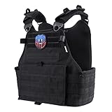 MGFLASHFORCE Tactical Vest for Men, Airsoft Molle Vest (Black)