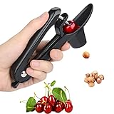 Cherry Pitter - Heavy-Duty Stainless Steel Olive and Cherry Pitters Corer Tool with Space-Saving Lock Design, Multi-Function Cherries Stoner Seed Remover Tool for Making Cherry Jam (Black)