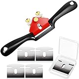 6 Pieces Adjustable Spokeshave Set 1 Piece Adjustable Spokeshave with Flat Base and 5 Pieces Metal Blade, Metal Blade Wood Working Hand Tool Nice for Wood Craft, Wood Carver Working (9 Inch)