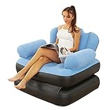 BIVITA Inflatable Couch | Inflatable Sofa with Armrest | Adult Lazy Sofa Inflatable Bed | Flocking Sofa Chair with Armrest for Living Room Bedroom Outdoor Furniture Supplies