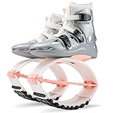 ZCOINS Bounce Jumping Shoes, Adjustable Non-Slip Fitness Jump Shoes, Unisex Bounce Shoes for Adults/Kids, Sliver Pink, L (US Size Kid 3.5-6, 9-9.5 in/110-155 lbs)