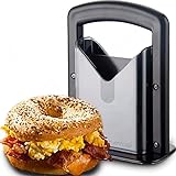 Bagel Slicer,Commercial Bagel Cutter,Built-In Safety Shield,Easy and Safe To Use,Stainless Steel Bagel Guillotine,Serrated Blade,Universal Slicer,For Small,Large Bagels,English Muffins,Restaurantware